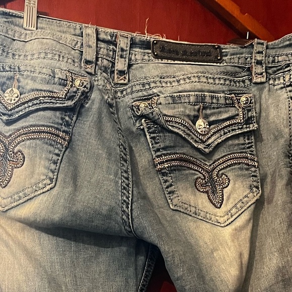 Y2K Rock Revival Essie Rhinestone Embellished Low Rise Flare Leg Jeans Sz 31 - Picture 7 of 12